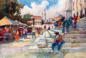 Markt im Hof der Moschee von Sultan Ahmed I