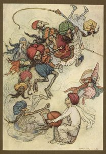 Tafel 4: "Statt Süßigkeiten etwa ein Dutzend Dämonen." Folk-Tales of Bengal ... Mit 32 Illustrationen in Farbe von Warwick Goble (Edition de luxe)