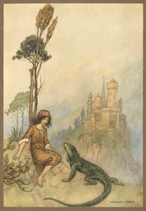 Die Eidechse zeigt Ziegenkopf den Palast, aus Ziegenkopf von Warwick Goble