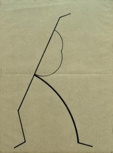 Analytische Zeichnung nach Fotos der tanzenden Palucca, Nach oben strebende Gerade auf einfache Gebogene gestützt von Wassily Kandinsky
