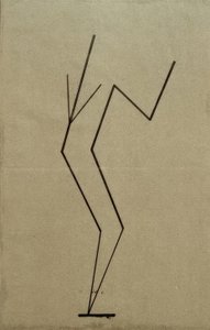 Analytische Zeichnung nach Fotos der tanzenden Palucca, Paralleler Aufbau aus einem Punkt unten