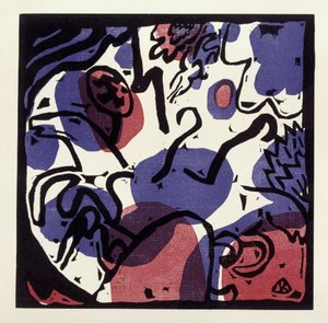 Drei Reiter in Rot, Blau und Schwarz (Illustration 20 aus: "Klänge", Einzelblatt)