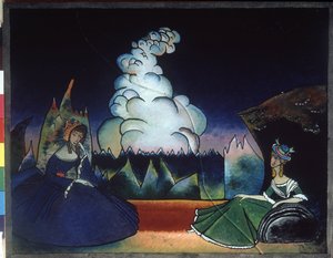 "Weiße Wolke" (White cloud) Gemälde auf Glas von Vassily Kandinsky (oder Wassily Kandinski oder Kandinskij)