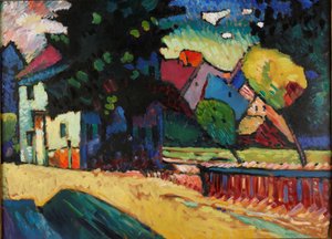 Landschaft mit grünem Haus