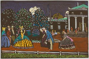 Studie für „Hoher Besuch“; „Begrüßung auf der Promenade“ von Wassily Kandinsky