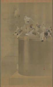 Tauben am Senjoji (Asakusa Kannon Tempel) Meiji-Ära, 1877