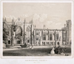 Westansicht der Newstead Abbey, Nottinghamshire, ca. 1860
