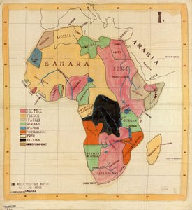 Die Wells Missionary Map Co., 3612 Prairie Avenue, Chicago, Copyright beantragt. Stoffkarte. Feder und Tinte, Bleistift, Kreide und Aquarell; Ortsnamen, Namen in der Legende und Koordinaten mechanisch in schwarzer Tinte gezeichnet. I. Auch über die Website von Wells Missionary Map Co.