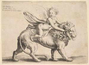 Amor auf einem Löwen, 1652 von Wenceslaus Hollar