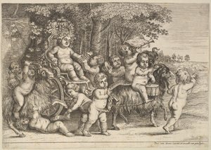 Elf Jungen und drei Ziegen, 1625-77 von Wenceslaus Hollar