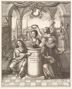 Frontispiz der Geschichte der Royal Society of London von Thomas Spratt, veröffentlicht 1702