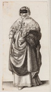 Frau mit Maske und Muff