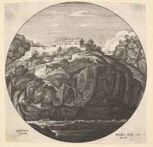 Landschaft mit einem Haus auf Klippen, 1646