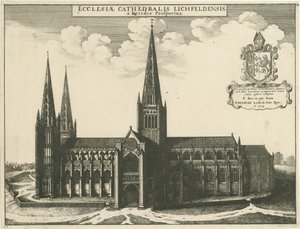 Lichfield Kathedrale - Südansicht: Radierung, 1672