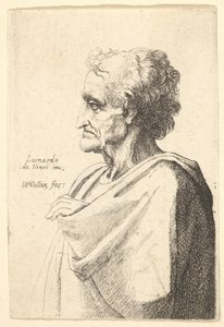 Mann mit traurigem Ausdruck nach links mit Hand, die aus dem Umhang hervorkommt, 1625-77