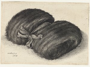 Pelzmuff verziert mit einem Band Muffs (Serientitel) von Wenceslaus Hollar