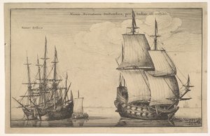 Naues Mercatorie Hollandicae per Indias Occidentales Niederländischer Ostindienfahrer, 1647 von Wenceslaus Hollar