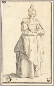 Die Dame mit der kleinen erhobenen Kappe, nach einem Druck aus La Noblesse