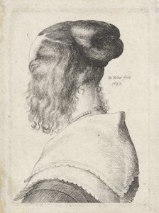 Frau mit hochgestecktem Haar, schräg von hinten gesehen von Wenceslaus Hollar