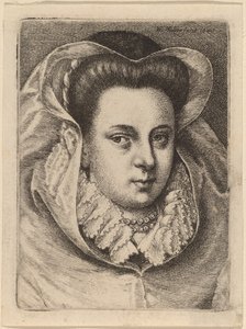 Frau mit weißem Schleier und schwarzem Hut (Maria Stuart?)