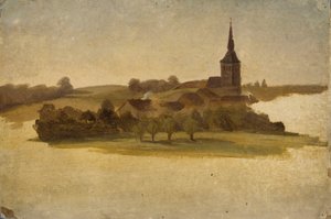 Blick auf die Kirche von Erkrath, Studie von Werner Holmberg