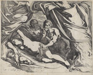 Schlafende Venus von Satyrn beobachtet