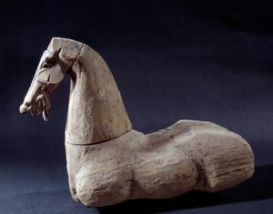 Chinesische Kunst: Holzpferd. Skulptur aus der Han-Zeit. Paris, Musée Cernuschi von Western Han Dynasty Chinese School