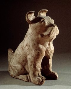 Chinesische Kunst: Terrakotta-Molosse. Grabstatuette aus der Han-Zeit (206 v. Chr.-220 n. Chr.). Paris, Cernuschi Museum