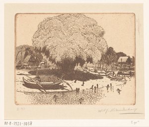 Ansicht von Loloan Barat auf Bali von Wijnand Otto Jan Nieuwenkamp (signed by artist)