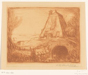 Unterteil einer Wassermühle bei Gouda von Wijnand Otto Jan Nieuwenkamp (signed by artist)