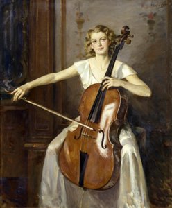 Porträt von Florence Hooton beim Cellospielen von Wilfred Gabriel de Glehn