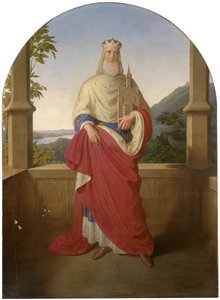 Heiliger Leopold vor einer Donauansicht und dem Leopoldsberg im Hintergrund von Wilhelm August Rieder