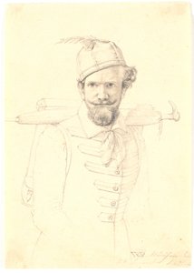 Selbstporträt mit Tornister von Wilhelm Bendz