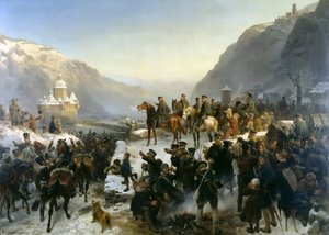 Blücher überquert den Rhein bei Kaub am 1. Januar 1814, 1860