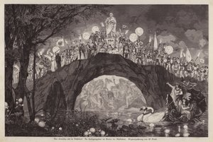 Fest zu Ehren des Künstlers Peter von Cornelius im Malkastenpark, Düsseldorf, Deutschland (Stich) von Wilhelm Gause