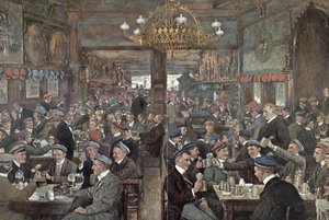 Die Studentenbrasserie des Thüringer Hofs in Leipzig, ca. 1900