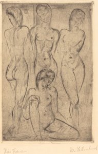 Vier Frauen; drei stehend, eine sitzend von Wilhelm Lehmbruck