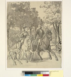 Caroline Mathilde und Struensee beim Reiten in Hørsholm
