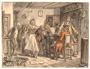 "Collegium politicum". (Der politische Kandestøber) von Wilhelm Marstrand