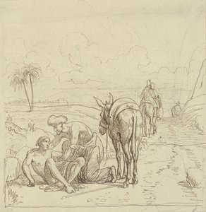 Der barmherzige Samariter findet den Verwundeten von Wilhelm Marstrand