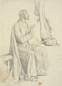 Sitzender Jesus, sowie Draperiestudie
