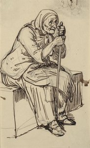 Sitzende alte Frau