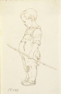 Stehender kleiner Junge mit einem Stock in der Hand von Wilhelm Marstrand