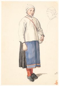 Stehendes schwedisches Bauernmädchen
