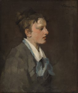 Brüsslerin mit blauer Krawatte von Wilhelm Trübner