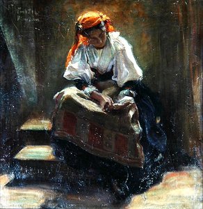 Mädchen mit einem Buch, ca. 1900