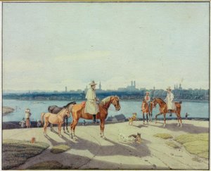 Reiter am Isarufer vor München