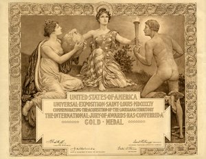 Louisiana Purchase Exposition Blanko-Goldmedaillen-Zertifikat, 1904