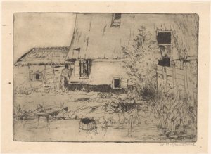 Fuß einer Mühle in Voorburg von Willem Adrianus Grondhout (signed by artist)