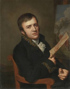 Jan (Baptist) Kobell II (1778-1814), Maler, in der Uniform eines Mitglieds des Königlichen Instituts für Wissenschaft, Literatur und die Schönen Künste von Willem Bartel van der Kooi
